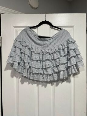 American Eagle Outfitters Light Blue Eyelet Ruffle Mini